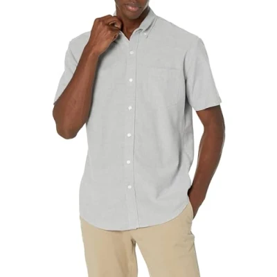 Image of Amazon Essentials Men&#039;s Regular Fit Short Sleeve Pocket Oxford Shirt, Grey, XL