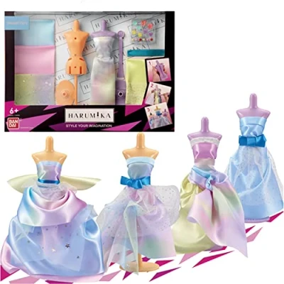 Image of HARUMIKA 40445 Fashion Design for Kids Craft Your Own Catwalk Looks with This Creative Kit Double Torso Dreamy Cute Bridal Set Includes Reusable Mannequins, Fabric and Accessories, Multicolour