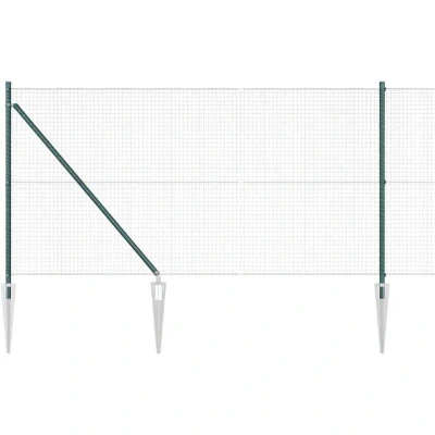 Image of vidaXL Fence Post Set of 2 Green Powder Coated Steel 10 x 1 m