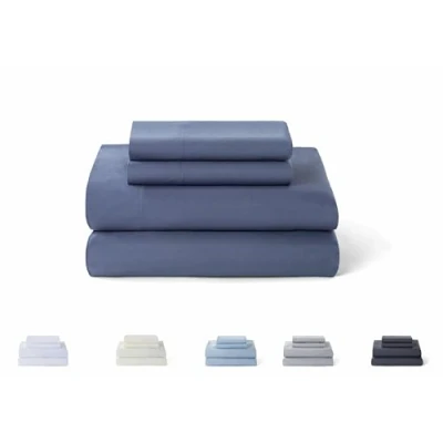 Image of Todocama 4 Piece Bedding Set 5003 Fitted Sheet Top Two Pillowcases 50 x 80 cm (Bed 90 190/200 cm, Greyish Blue)
