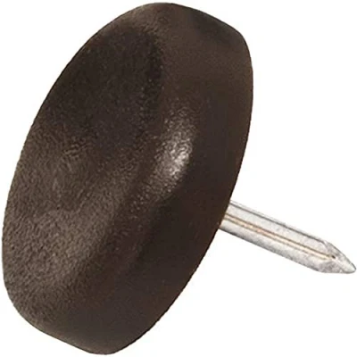 Image of Adsamm® / 32 x Glides in plastic with nail Ø 0,87&#039;&#039; (Ø 22 mm) brown round Premium quality furniture sliders by