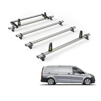 Image of Van Guard Roof Rack for Mercedes Vito (2014+) 4 Bars + Rear Ladder Roller [Only Suitable Extra Long Wheelbase (L3) Models with Twin Doors] Ulti Bar VG264 4/VGR 15