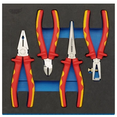 Image of Draper VDE Approved Fully Insulated Plier Set in 1/2 Drawer EVA Insert Tray (4 Piece)