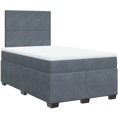 Image of vidaXL Box Spring Bed with Mattress Dark Grey 120x200 cm Velvet