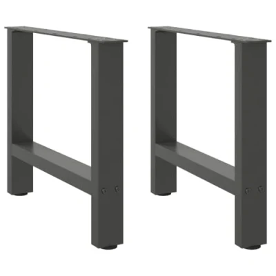 Image of vidaXL Coffee Table Legs Anthracite Steel Adjustable Height 60x42 43cm Pair for Living/Dining Room Durable Powder Coated Metal