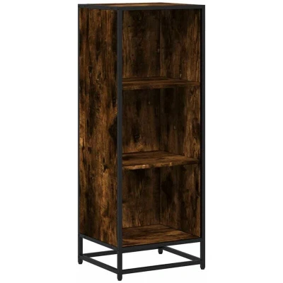 Image of vidaXL book cabinet/shelf storage unit smoked oak finish/engineered wood/107.5cm height/metal frame/modern design/office