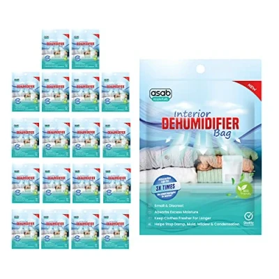 Image of ASAB Standing Interior Dehumidifier For Home and Office Mildew Mould Moisture Absorber Prevents Condensation Bad Odours Used Trap at Bedroom Bathroom (Pack of 18)