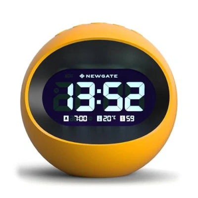 Image of NEWGATE® Digital Centre of the Earth Alarm Clock Bedside Mantel Desk Bedroom Accessories LCD Display Office (Yellow)