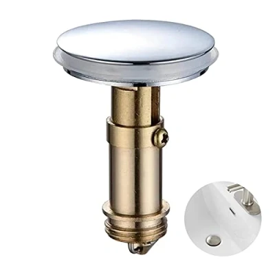 Image of Bathroom Push Pop Up Click Clack Plug Stopper, 38mm Sink Drain for Kitchen Washbasin Bath(Solid Brass Chrome Plating)