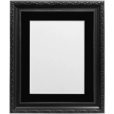 Image of FRAMES BY POST Shabby Chic Black Picture Photo Frame with Mount 12 x 10 For Image size 8 inch