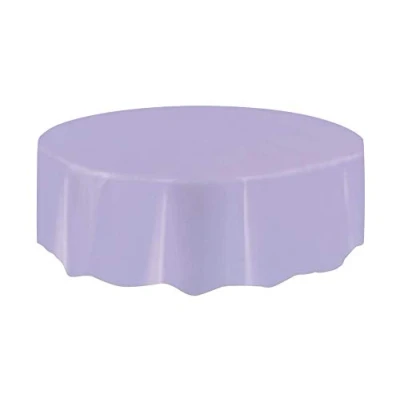 Image of Lavender Solid Round Plastic Table Cover (213cm) 1 Count Vibrant &amp; Durable Party Essential for Easy Cleanup and Decoration, Tablecloth