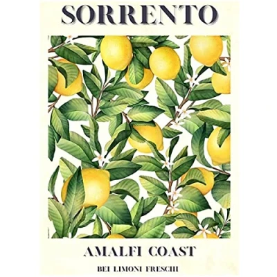 Image of Fruit Market Sorrento Lemons Wall Decor Poster Metal Sign 8X12 Inches