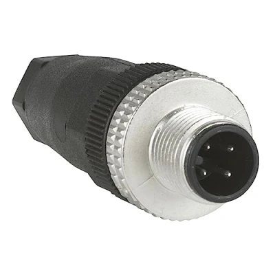 Image of Telemecanique Osisense XS and XT Straight Male Cable Connector, PG 7, M12, 4 Pins, 3A, 125 150V AC/DC, XZCC12MDM40B, Black