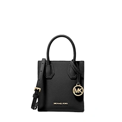 Image of Michael Kors Mercer Extra Small Pebbled Leather Crossbody Bag (Black)