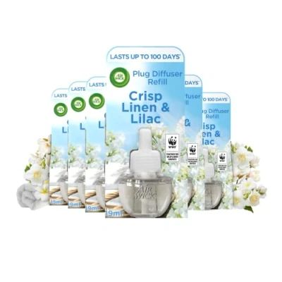 Image of Air Wick Electrical Plug In Refills, Crisp Linen and Lilac, 19ml Refill x 6 (Total Refills)