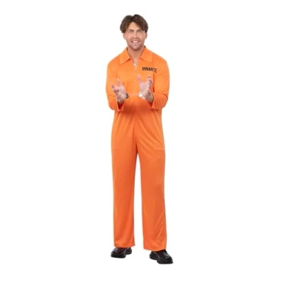 Image of Smiffys Fancyliv Orange Prisoner Costume Jumpsuit, Branded product, Adult Dress Up Costumes