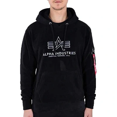 Image of ALPHA INDUSTRIES Men&#039;s Basic Hoody Polar Fleece Sports, Black, M