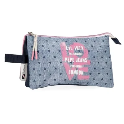 Image of Pepe Jeans Noni Denim Pencil Case Triple Multicolor 22x12x5cm Polyester by Joumma Bags Bags, Multicoloured,