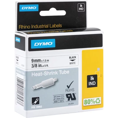 Image of Dymo 18053 Rhino 9mm White Heat Shrink Tube S0718280