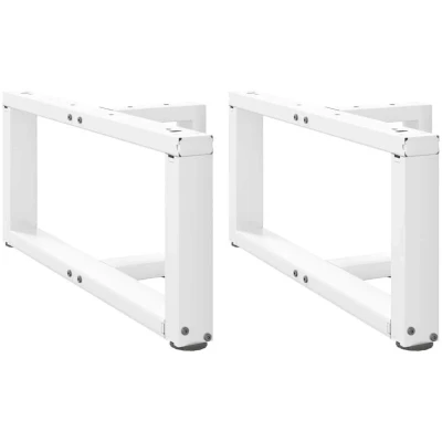 Image of vidaXL Coffee Table Legs T Shaped 2 pcs White 60x25x(30 31) cm Steel