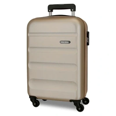 Image of ROLL ROAD Flex Rigid Suitcase Made of ABS, a Material, Combination Closure Side 4 Double Wheels Luggage Hand, Practical Interior with One Compartment, Champagne, Size, Air Europa