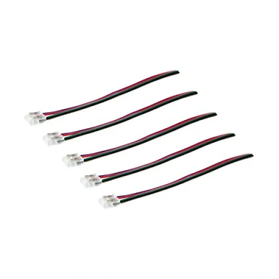 Image of G.W.S® Pack of 5, 4 Pin 1 End Wire Connectors for 10mm Wide RGB LED COB Strip Lights