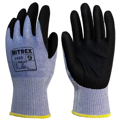 Image of Nitrex 242D Work and Safety Gloves, Bag of 10 Pairs, Size 9 D Rated Cut Resistant Gloves with PU Nitrile Palm Coating