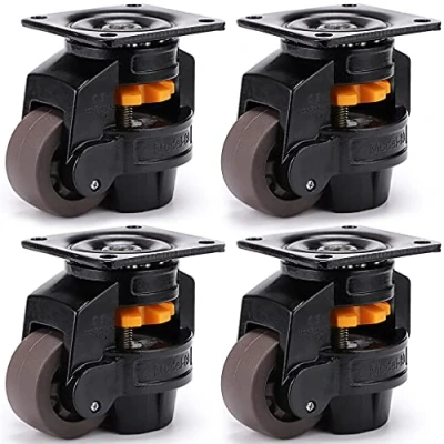 Image of Skelang 4 Pcs Leveling Castor, 80F Workbench Castors Heavy Duty, Retractable Plate Casters with Nylon Wheels, Total Loading Capacity 2000kg