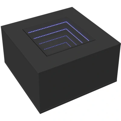 Image of vidaXL Coffee Table with LED Lights Black Engineered Wood 60x60x40 cm Ideal as End Table, Side or Couch