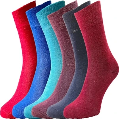 Image of ZombaFlo 6 Pairs Diabetic Socks for Women Non Elastic Cotton Rich Gentle Grip Soft Top UK 4 7 Multipack (Standard, Bright Colours)
