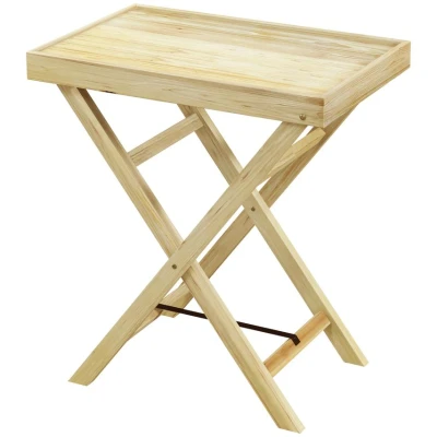 Image of Outsunny Garden Side Table, Outdoor Wooden Coffee Rectangular End Table for Patio, Balcony, 68 x 44 75cm, Natural