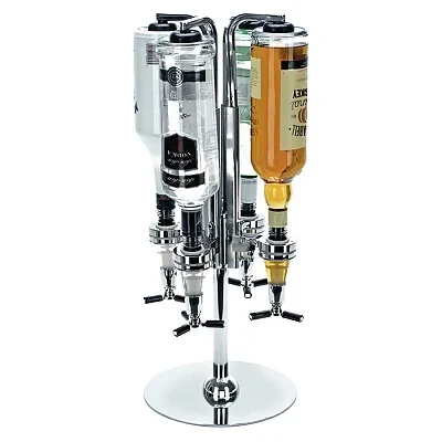 Image of #winning Four Bottle Optic Bar Butler Rotary Stand and Dispenser Alcohol Home Shot
