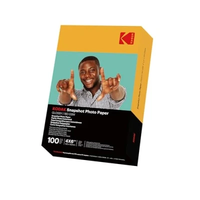 Image of KODAK Instant Photo Papers Pack of 100 Sheets Paper Size 102 x 152 mm Glossy Finish 180 GSM Compatible with Inkjet Printers