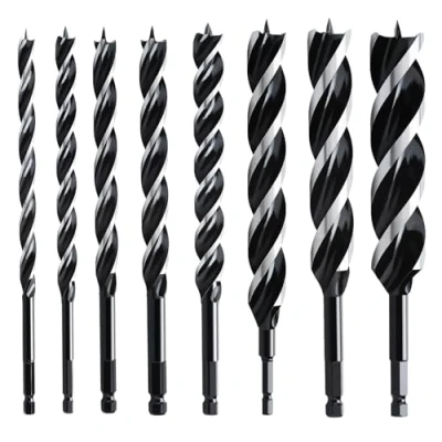 Image of hsawbit Wood Drill Bit Set, 8pcs Auger Set Extra Long Bits 10mm/12mm/14mm/16mm/20mm/22mm/25mm/32mm x 155mm