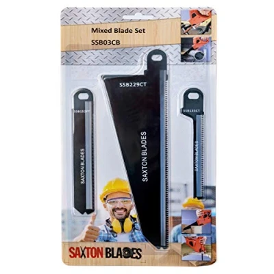 Image of Saxton SSB03CB 3pc Blade Set Wood Metal Compatible with Black and Decker Piranha Scorpion Saws
