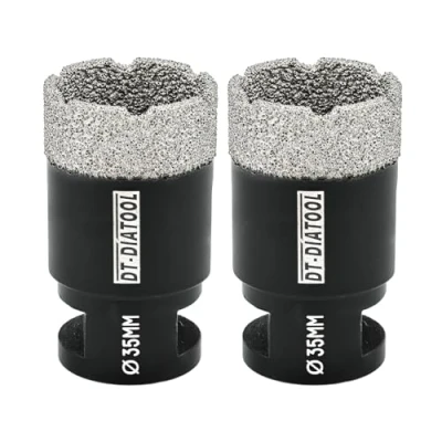 Image of DT DIATOOL Diamond Drill Bit 2PCS 35mm Hole Saw for Dry Drilling Tile Porcelain Marble Ceramic Granite