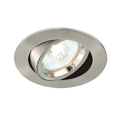 Image of Saxby Cast Modern Recessed 50W Adjustable Tilt Twist &amp; Lock Mains 240V LED Compatible GU10 IP20 Rated Satin Nickel Ceiling Spot Downlight for Kitchen Bedroom Lounge etc.