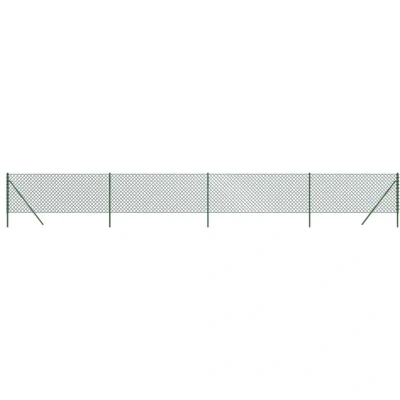 Image of vidaXL Green Chain Link Fence with PVC Coating Galvanised Steel Wire Mesh Interlocking Outdoor Barrier Multi Use Fencing 0.8x10m