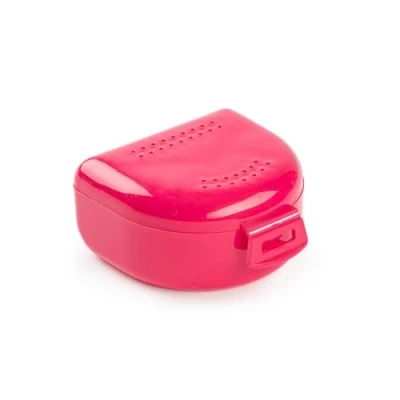 Image of GOOD STUFF Box for Tooth, Bite and Dentures Breathable Case with Vent Holes Portable, Durable Easy to Clean 75 x 60 35 mm Plastic Dental Holder Magenta