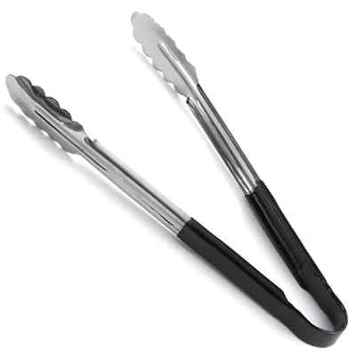 Image of 12&quot; Utility Tongs Stainless Steel Colour Coded Serving (12&quot;, Black)
