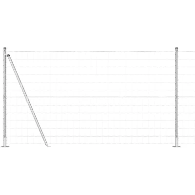 Image of vidaXL Euro Fence with 13 Flanged Posts 1.2x25 m Galvanised Steel