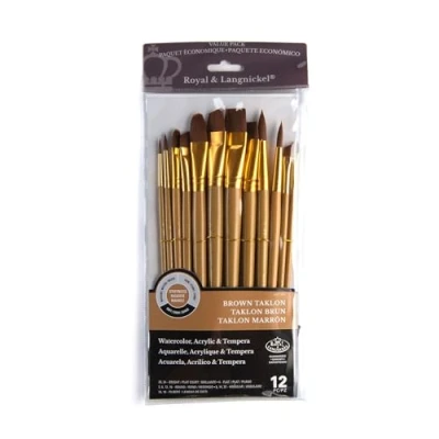 Image of Royal and Langnickel RSET 9303 Taklon Variety Brush Set Soft Black (Pack of 12)