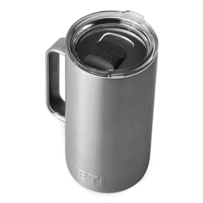 Image of YETI Rambler Mug, Vacuum Insulated Stainless Steel Stackable Mug with Magslider Lid, Steel, 24 oz (710 ml)