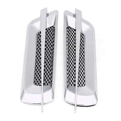Image of Side Vents for Cars, Qiilu Air Flow Grille, 2pcs Car Intake Grille Vent Net Hole Cover Decorative Sticker Universal(chrome silver)