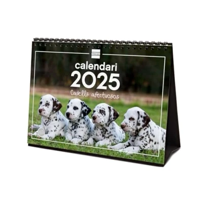 Image of Finocam Calendar Desktop Images to Write 2025 Month View January December (12 months) Catalan Puppies