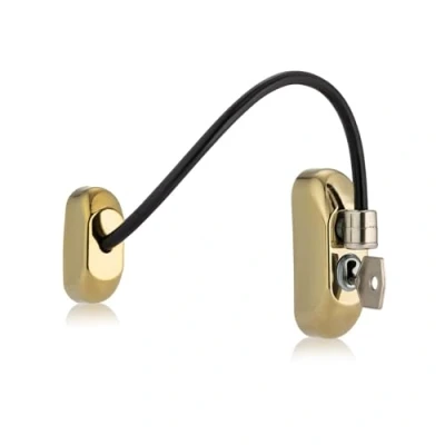 Image of XFORT Viper Key Locking Cable Window Restrictor in Polished Brass, Durable Safety Lock for Child and Security