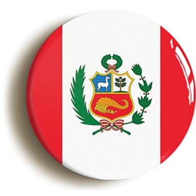 Image of Peru National Flag Fridge Magnet (Circular 2inch / 50mm Diameter)