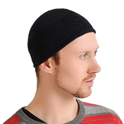 Image of Casualbox Charm Skull Cap Islam Beanie Hat Kufi Hand Made Mens Black L