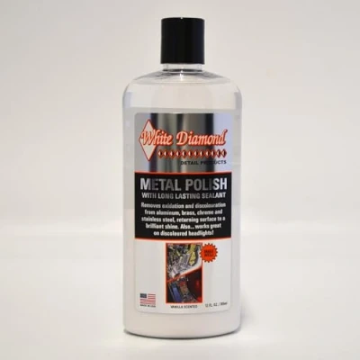 Image of White Diamond Metal Polish 355ml Vanilla Scented with Pack of 5 Terry Cloths and 10 Microfibre FREE NEXT DAY UK DELIVERY