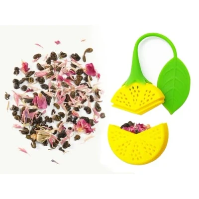 Image of Tea Infuser Loose Maker Leaf Strainer Herbal Spice Silicone Filter Diffuser (Lemon)